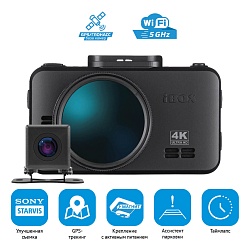 iBOX RoadScan 4K WiFi GPS Dual + Камера заднего вида